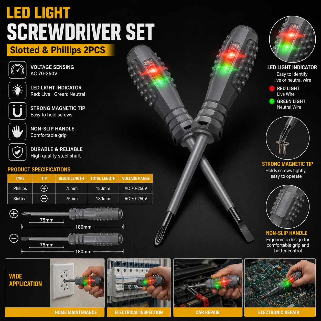 Power Tools Green Color - 70-600V AC Berührungsloser Spannungsprüfer Stift Elektrischer