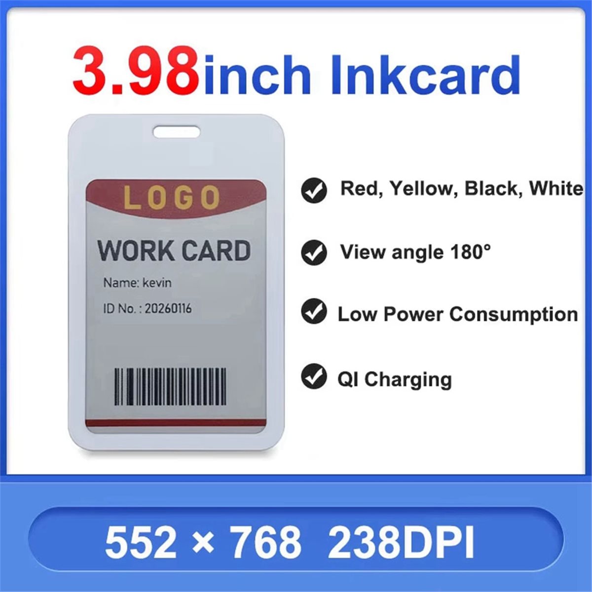 Power Tools And Names - (A99Z) 3,98-Zoll-Display 4-Farben E-Paper Mitarbeiterausweis Aussteller-ID-Karte