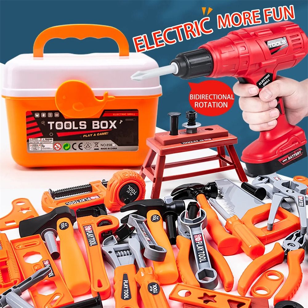 Power Tools And Engineering - Elektrisches Spielzeug-Bohrset Reparaturwerkzeuge Spielzeug-Elektrowerkzeuge Konstruktionssimulation Kinder-Werkzeugkasten