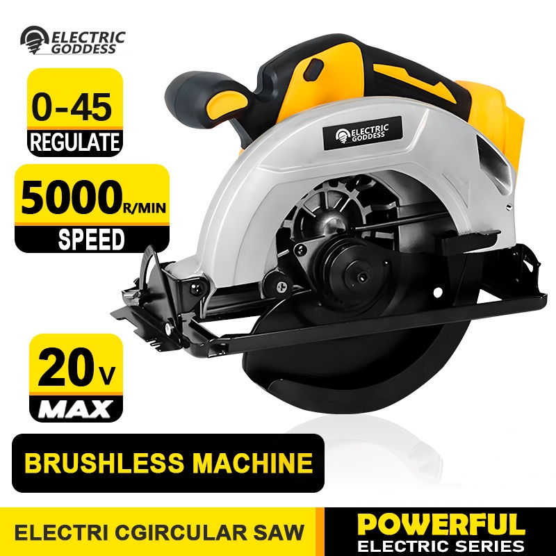 Reciprocating Saw Cordless - 7-Zoll-Akku-Kreissäge 5000 U/min Bürstenlose Holzbearbeitungssäge 45-Grad-Schnittwinkeleinstellung