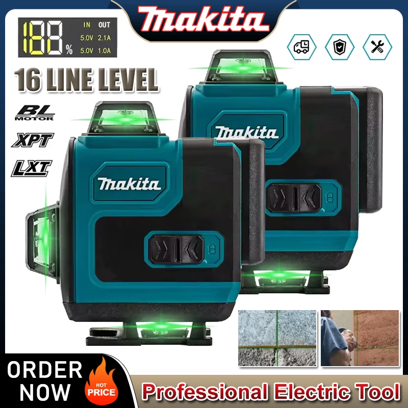 Power Tools Green Color - Makita 16-Linien-Kreuzlinienlaser 360° Horizontal Vertikal Hochpräziser