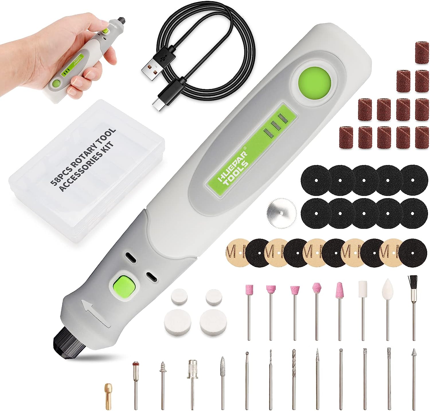 Power Tools Total - Elektrobohrwerkzeug-Gravier polierer mit 4V Mini-Akku-Rotationswerkzeug-Set-Kit für