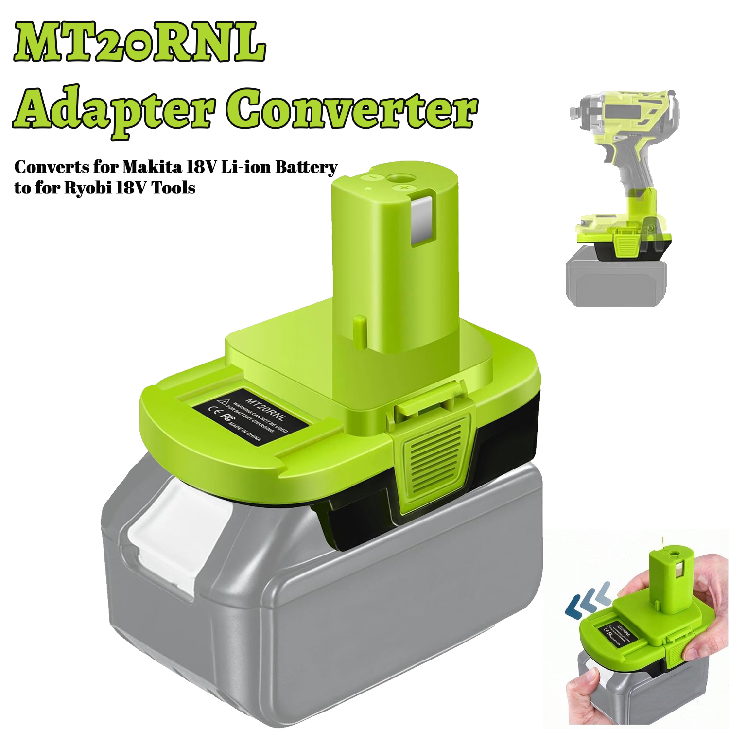 Power Tools Ryobi - MT20RNL Batterieadapter für Makita 18V Li-Ion,