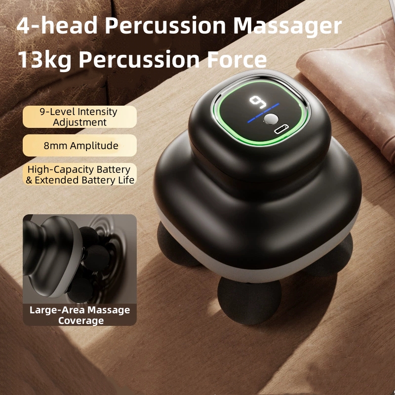 Power Tools Professional - 4-Kopf-Handheld-Faszienpistole, professionelles Muskelmassagegerät, elektrisches Tiefengewebe-Körpermassagegerät, tragbar