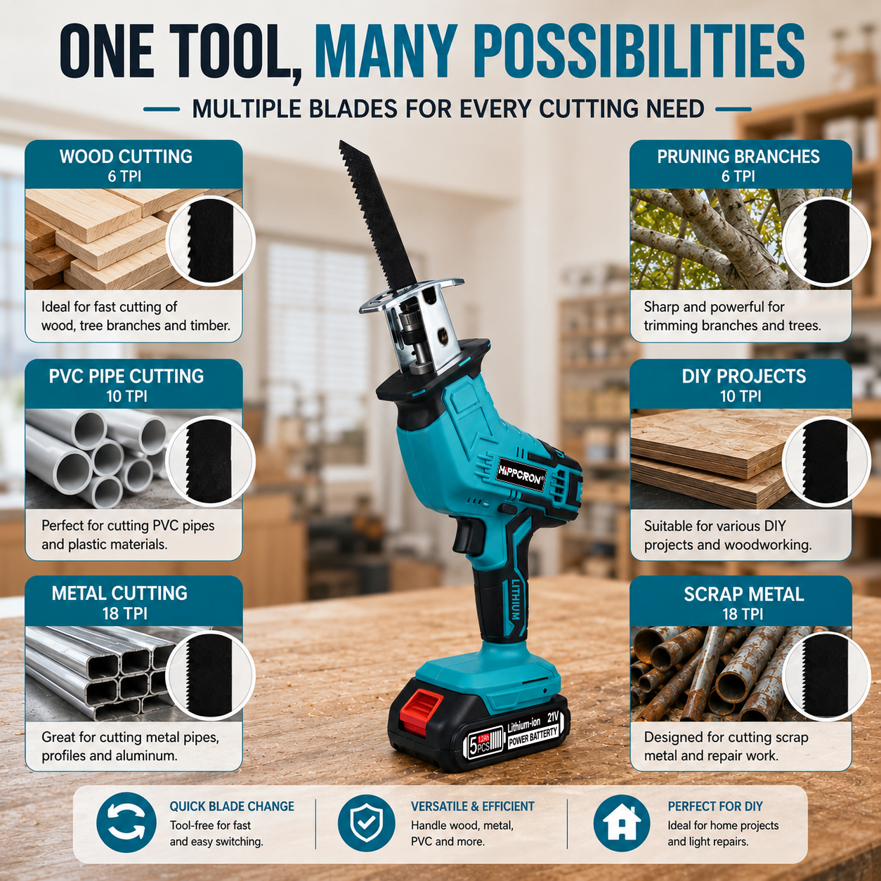 HIPPCRON 3-in-1-Akku-Elektrosä – Reciprocating Saw Cordless Bewertung und Preis
